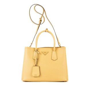 Prada Double Bag Light Yellow Saffiano-a